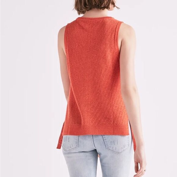 Lucky Brand Sleeveless Sweater Tank with Side Ties in Red Clay size Large - Picture 3 of 8